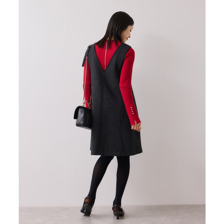 シャギーVネックミニ丈ジャンパースカート | VIS  | 詳細画像9 