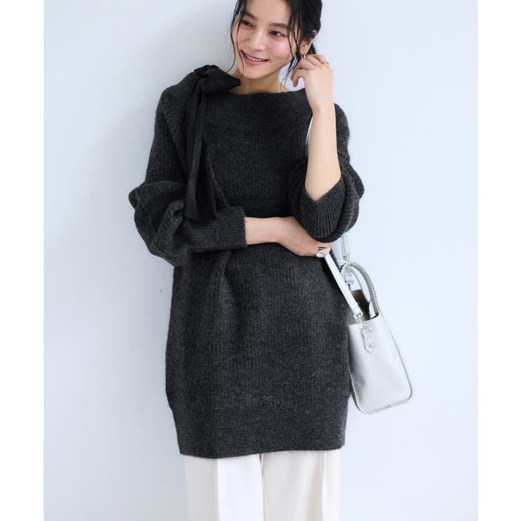 肩リボンミニ丈ニットワンピース/2WAY | VIS  | 詳細画像10 
