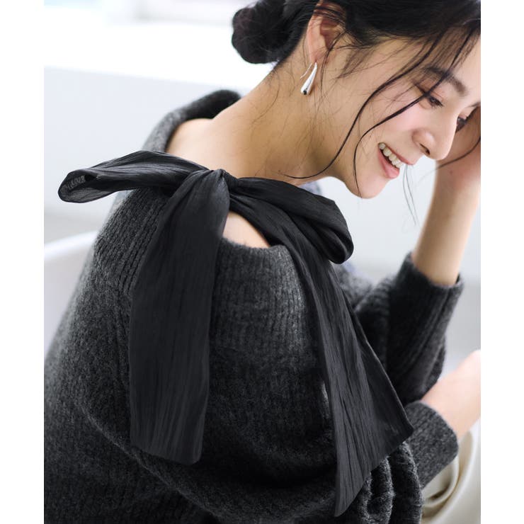 肩リボンミニ丈ニットワンピース/2WAY | VIS  | 詳細画像11 