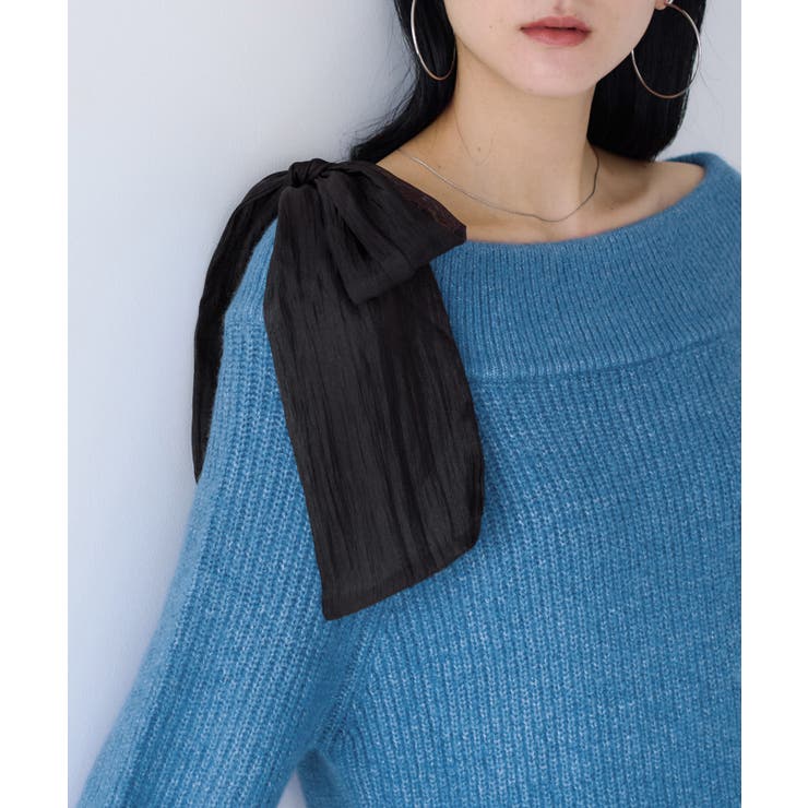 肩リボンミニ丈ニットワンピース/2WAY | VIS  | 詳細画像15 