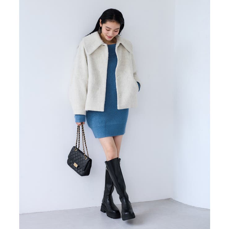 肩リボンミニ丈ニットワンピース/2WAY | VIS  | 詳細画像18 