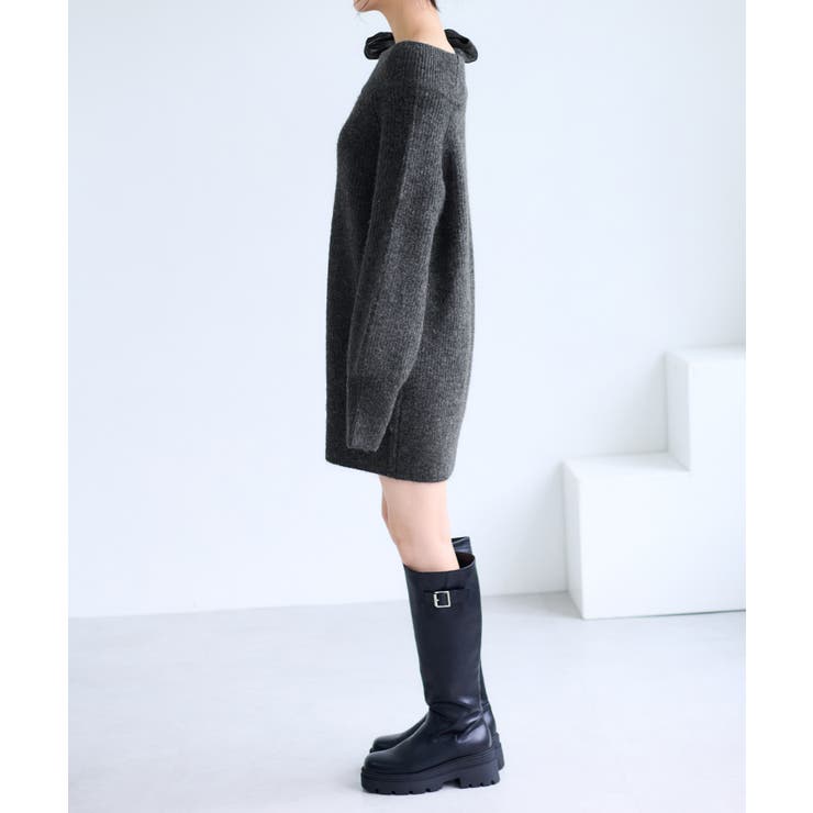 肩リボンミニ丈ニットワンピース/2WAY | VIS  | 詳細画像23 