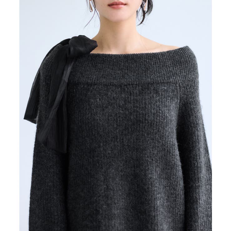 肩リボンミニ丈ニットワンピース/2WAY | VIS  | 詳細画像25 