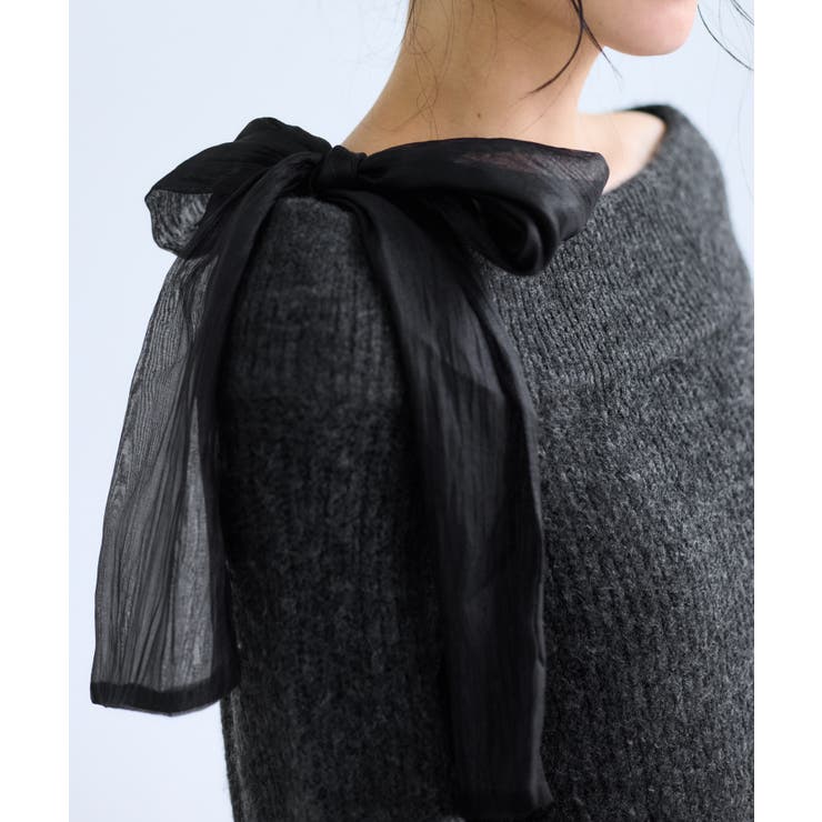 肩リボンミニ丈ニットワンピース/2WAY | VIS  | 詳細画像29 