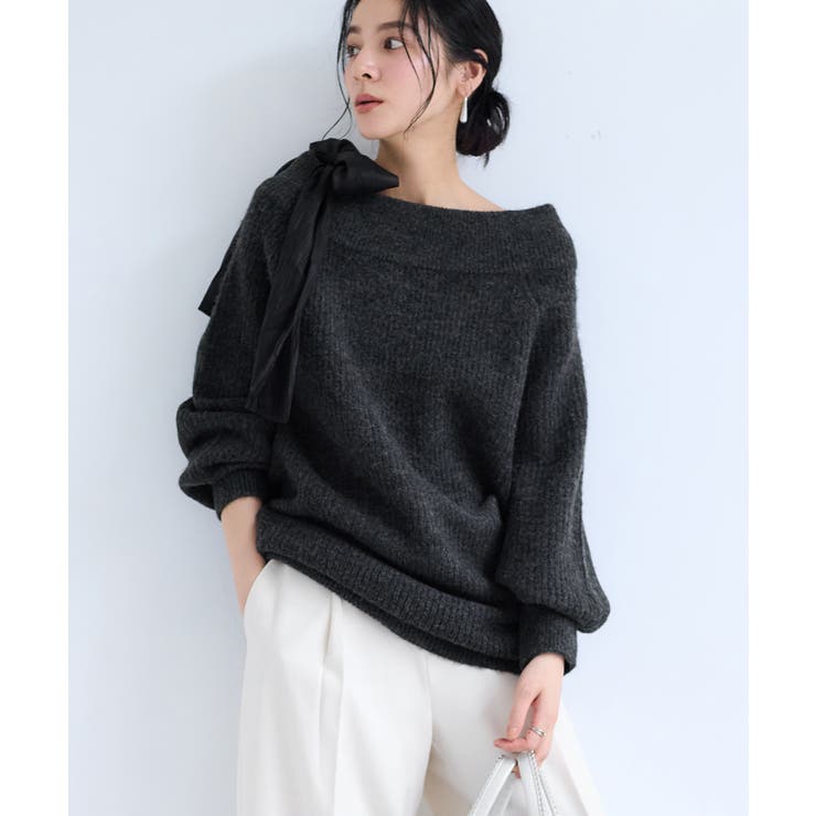 肩リボンミニ丈ニットワンピース/2WAY | VIS  | 詳細画像8 