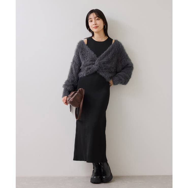 ねじりショートトップス付きロングニットワンピース/イージーケア | VIS  | 詳細画像11 