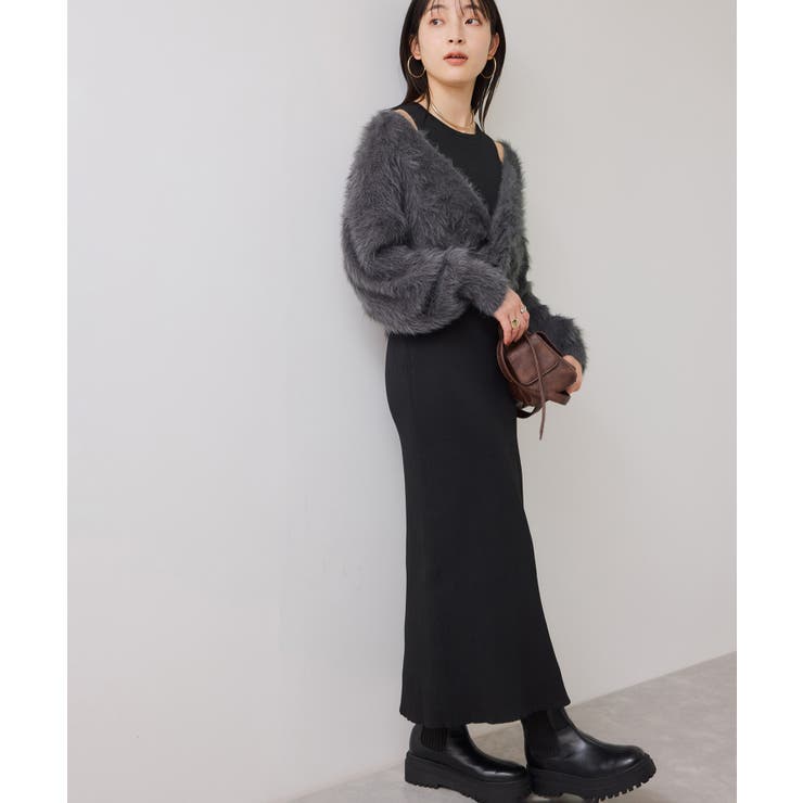 ねじりショートトップス付きロングニットワンピース/イージーケア | VIS  | 詳細画像14 