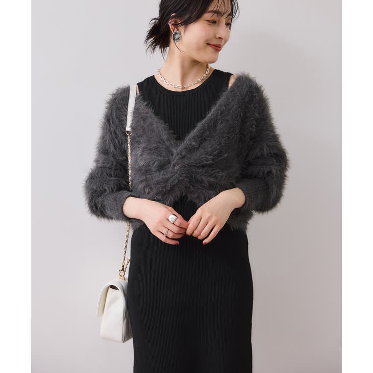 ねじりショートトップス付きロングニットワンピース/イージーケア | VIS  | 詳細画像15 