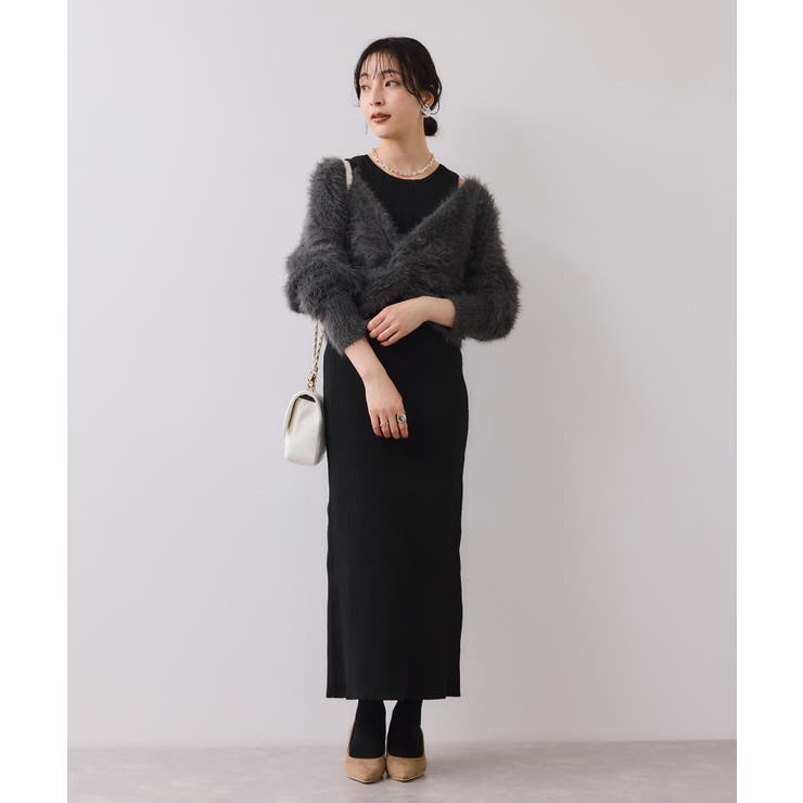 ねじりショートトップス付きロングニットワンピース/イージーケア | VIS  | 詳細画像16 