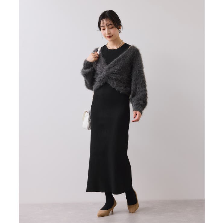 ねじりショートトップス付きロングニットワンピース/イージーケア | VIS  | 詳細画像19 