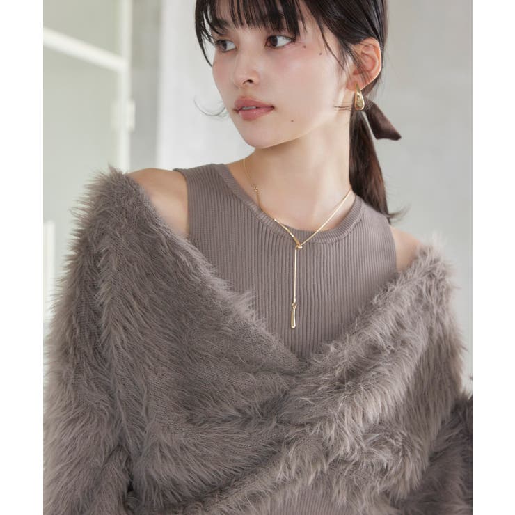 ねじりショートトップス付きロングニットワンピース/イージーケア | VIS  | 詳細画像2 