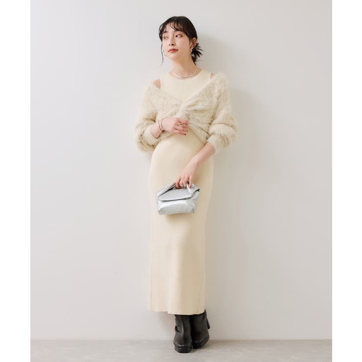 ねじりショートトップス付きロングニットワンピース/イージーケア | VIS  | 詳細画像22 