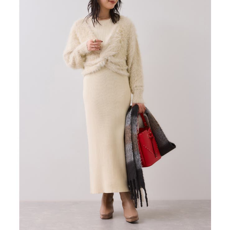 ねじりショートトップス付きロングニットワンピース/イージーケア | VIS  | 詳細画像28 