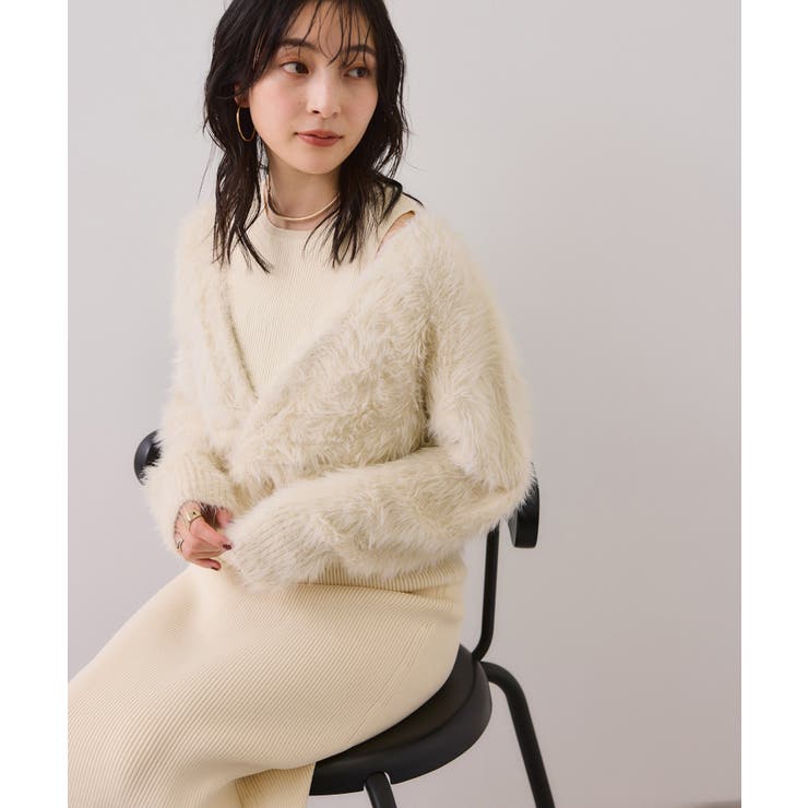 ねじりショートトップス付きロングニットワンピース/イージーケア | VIS  | 詳細画像30 