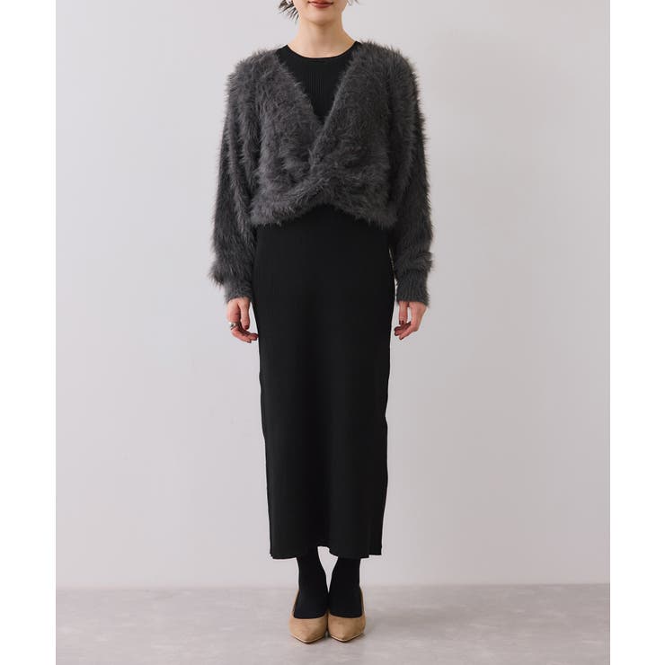 ねじりショートトップス付きロングニットワンピース/イージーケア | VIS  | 詳細画像34 