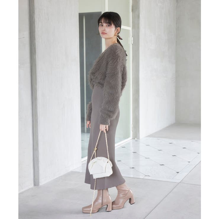 ねじりショートトップス付きロングニットワンピース/イージーケア | VIS  | 詳細画像4 