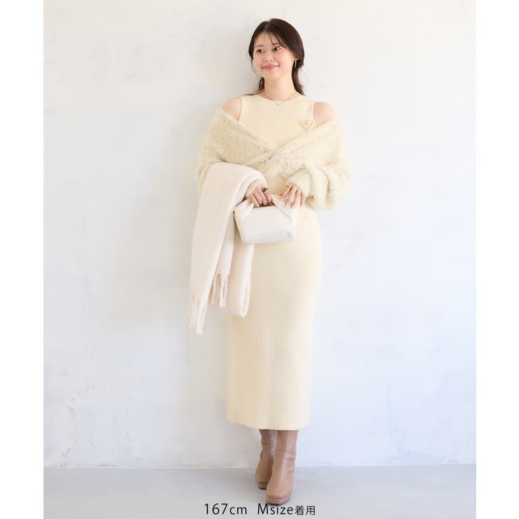 ねじりショートトップス付きロングニットワンピース/イージーケア | VIS  | 詳細画像45 