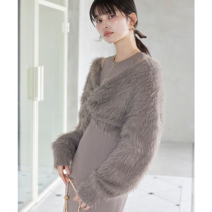 ねじりショートトップス付きロングニットワンピース/イージーケア | VIS  | 詳細画像5 