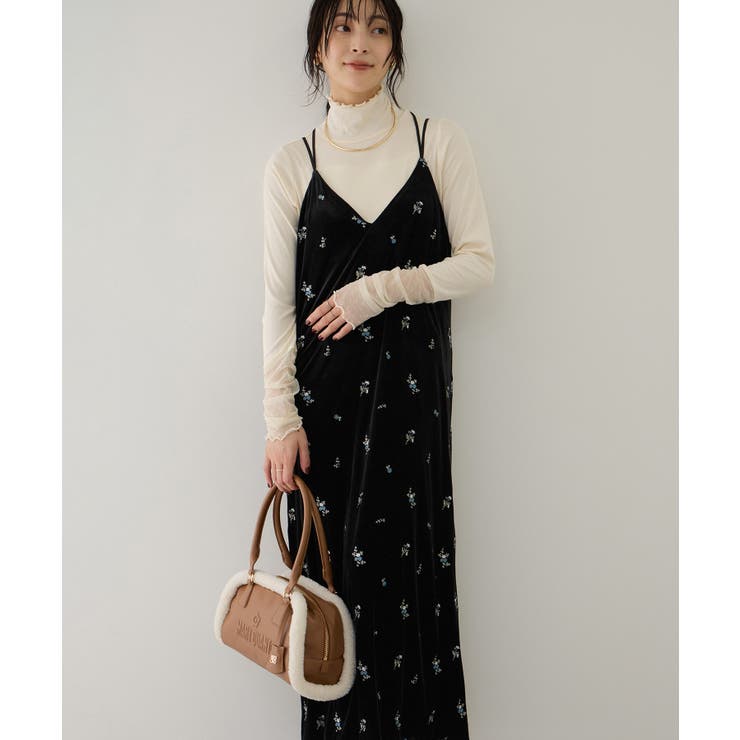 前後2WAYカラー刺繍ベロアキャミワンピース | VIS  | 詳細画像16 