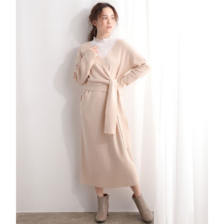 WEB限定】ドルマンカシュクールニットワンピース[品番：VISW0006176