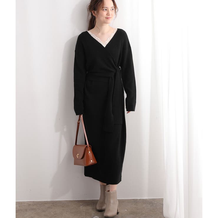 WEB限定】ドルマンカシュクールニットワンピース[品番：VISW0006176