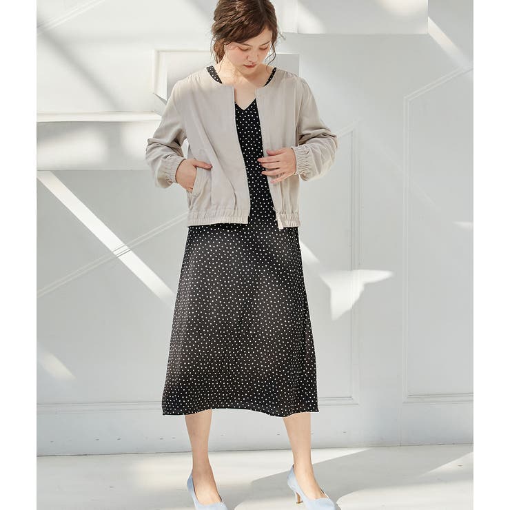 【WEB限定】ドット袖口リボンナローワンピース | VIS  | 詳細画像12 