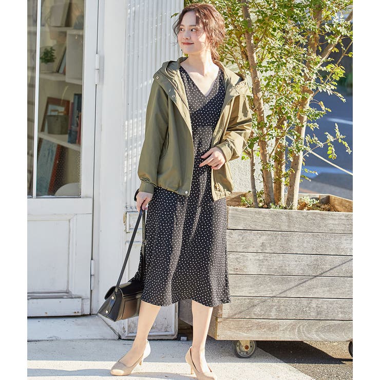 【WEB限定】ドット袖口リボンナローワンピース | VIS  | 詳細画像13 