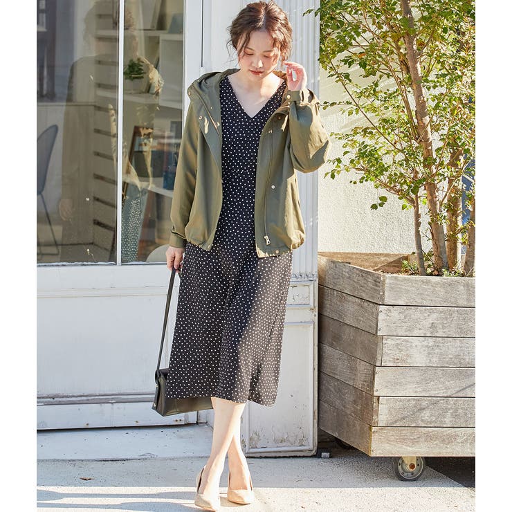 【WEB限定】ドット袖口リボンナローワンピース | VIS  | 詳細画像14 