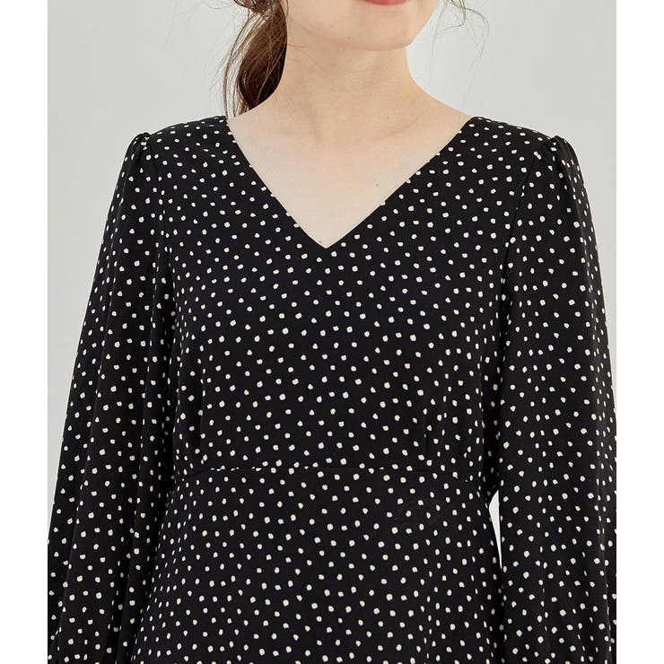 【WEB限定】ドット袖口リボンナローワンピース | VIS  | 詳細画像4 