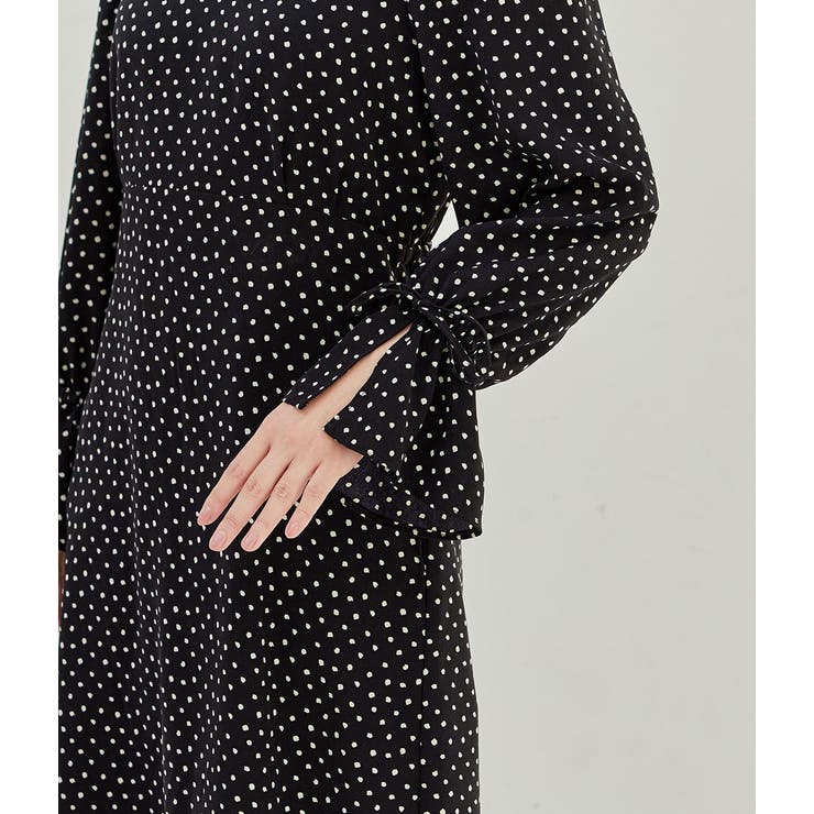 【WEB限定】ドット袖口リボンナローワンピース | VIS  | 詳細画像5 