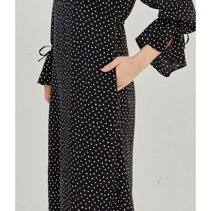 【WEB限定】ドット袖口リボンナローワンピース | VIS  | 詳細画像6 