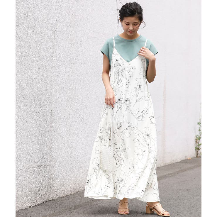 WEB限定】綿花柄サテンキャミワンピース[品番：VISW0007774