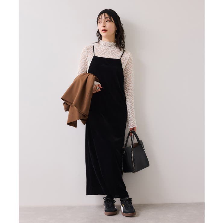 ブラック(01) | 刺繍アソートベロアキャミワンピース/2WAY | VIS 