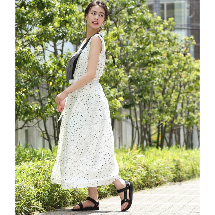 WEB限定】ドットプリントノースリーブワンピース[品番：VISW0002451