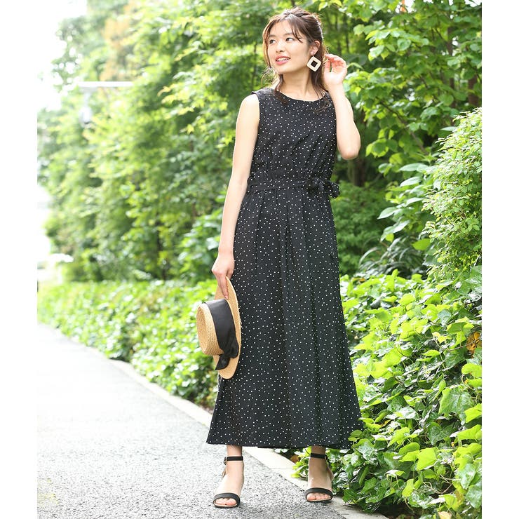 WEB限定】ドットプリントノースリーブワンピース[品番：VISW0002451