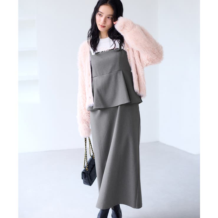 グレー(07) | ウーリッシュ ペプラム切替キャミワンピース | VIS 