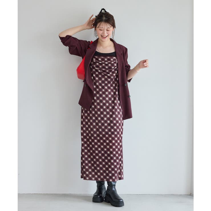 【MARY QUANT×VIS】チェックベロアドレープキャミワンピース | VIS  | 詳細画像25 