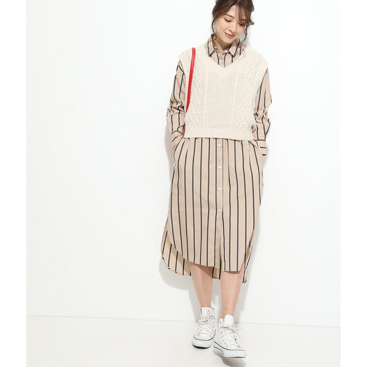 Maker's Shirt with Vis ロングシャツワンピース　M 鎌倉シャツ×ViS】ロングシャツワンピース[品番：VISW0003162
