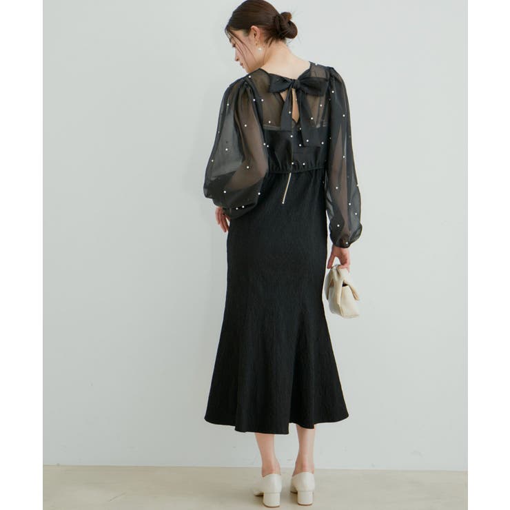 【Lady】【VIS dress】パールブラウスジャガードワンピースセット | VIS  | 詳細画像1 