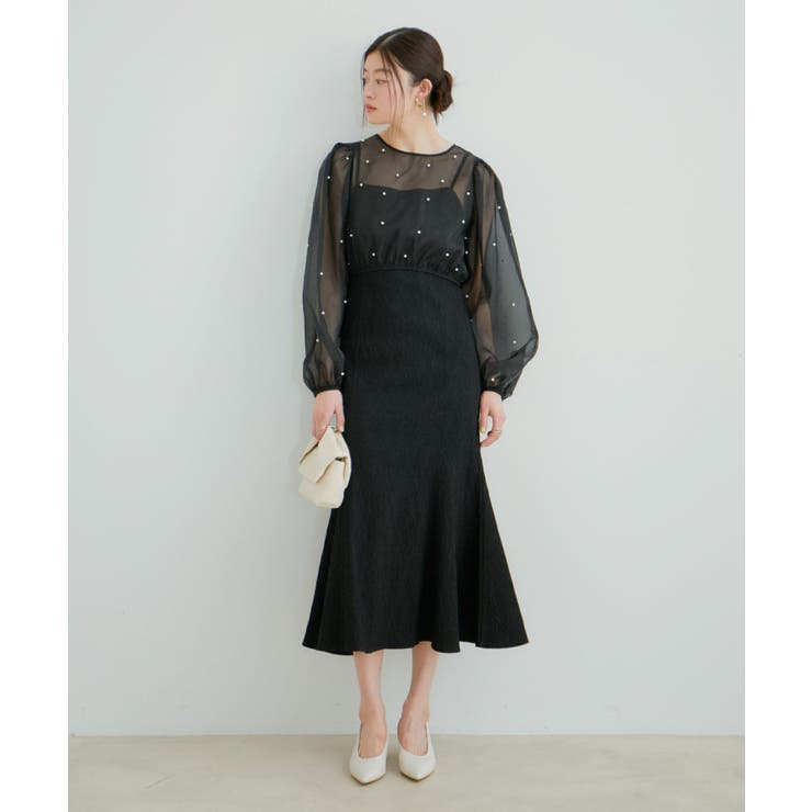 【Lady】【VIS dress】パールブラウスジャガードワンピースセット | VIS  | 詳細画像10 