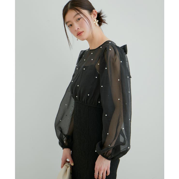 【Lady】【VIS dress】パールブラウスジャガードワンピースセット | VIS  | 詳細画像12 