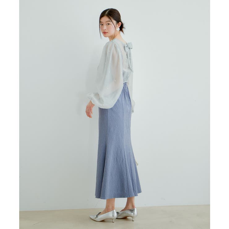 【Lady】【VIS dress】パールブラウスジャガードワンピースセット | VIS  | 詳細画像3 