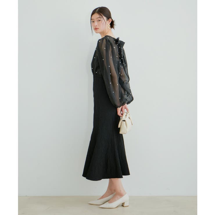 【Lady】【VIS dress】パールブラウスジャガードワンピースセット | VIS  | 詳細画像9 