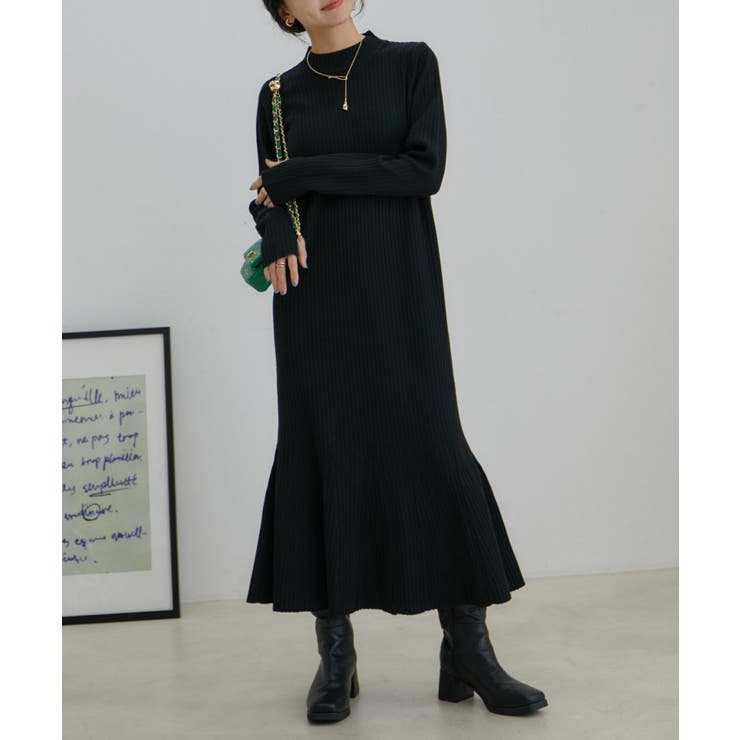 WEB限定】針抜きリブマーメイドニットワンピース[品番：VISW0040762