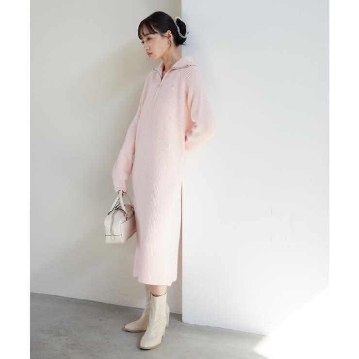 ハーフジップニットワンピース【WEB・アウトレット限定】[品番