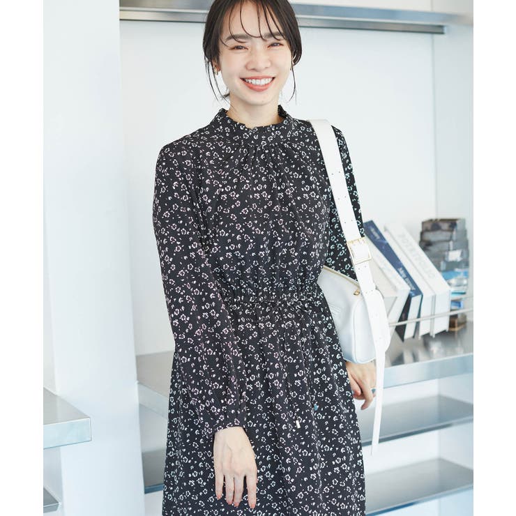 【一部店舗/WEB限定】【洗える】ハイネックフリルフラワープリントワンピース | VIS  | 詳細画像8 
