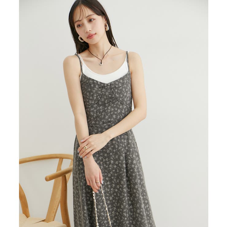 WEB限定】フラワーデニムキャミワンピース[品番：VISW0043795
