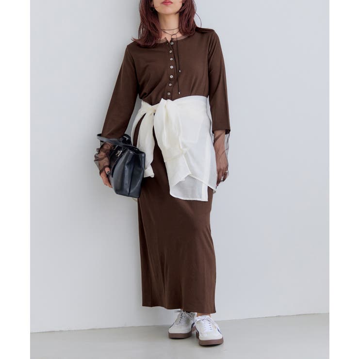 ブラウン(20) | 【WEB限定】チュールレイヤード風ワンピース | VIS 