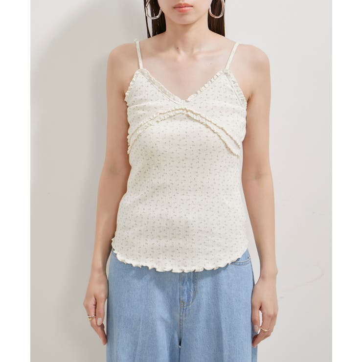 【洗える】パターンメッシュフリルキャミソール | VIS  | 詳細画像12 