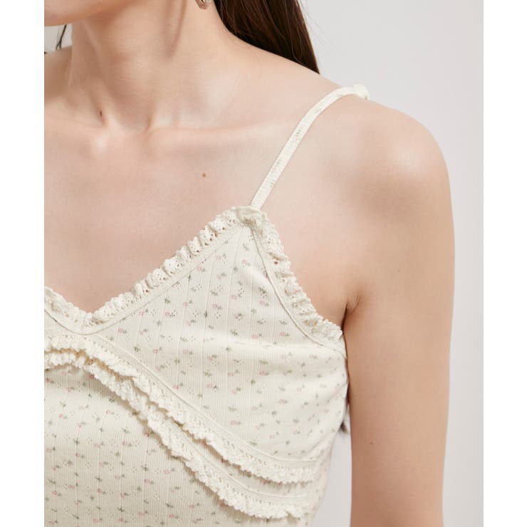 【洗える】パターンメッシュフリルキャミソール | VIS  | 詳細画像16 